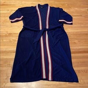 Vintage Harcourt Blue Robe with Red and White Applique Stripes One Size GVC
